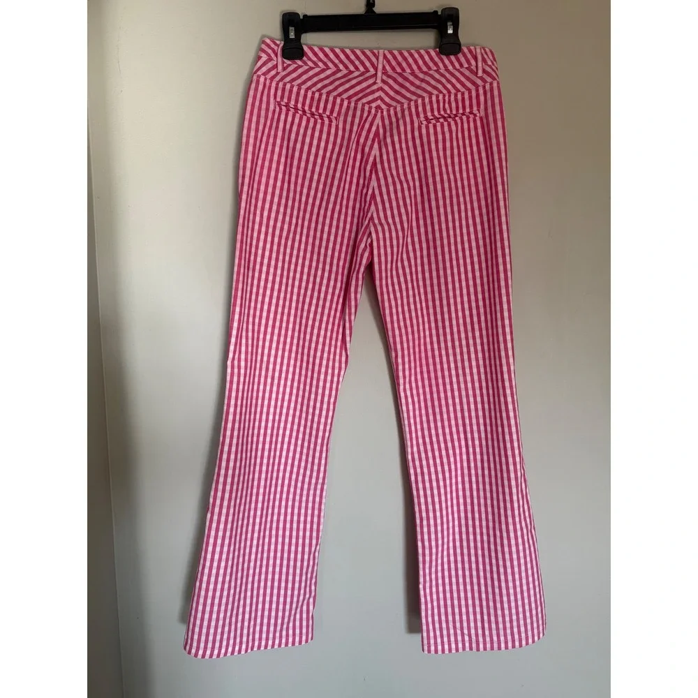 Escada Sport Pink White striped Pants 12/42 preppy euro costal y2k boho Kate - Picture 1 of 10